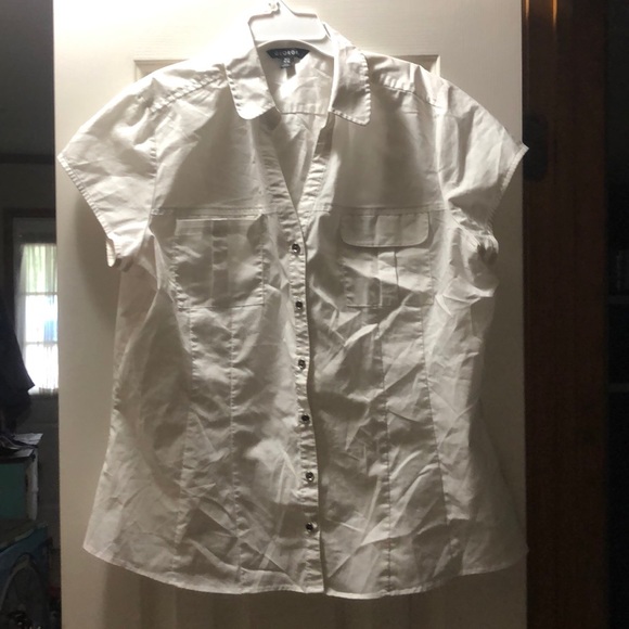 White Short Sleeve Button Up - Picture 2 of 4